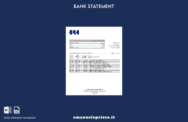 Modello Excel di estratto conto bancario Haiti BRH in stile verificato